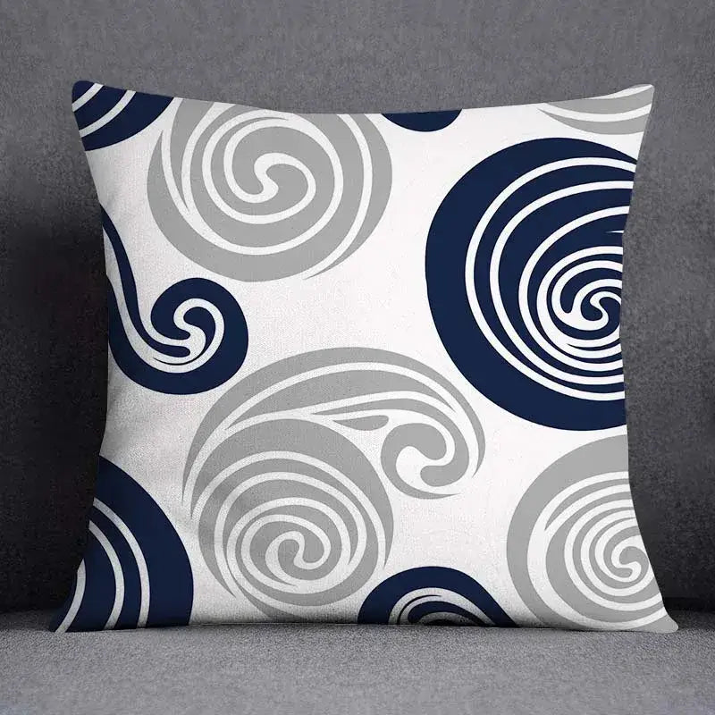 Modern blue geometric floral design pillowcase living room cushion