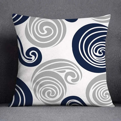Modern blue geometric floral design pillowcase living room cushion