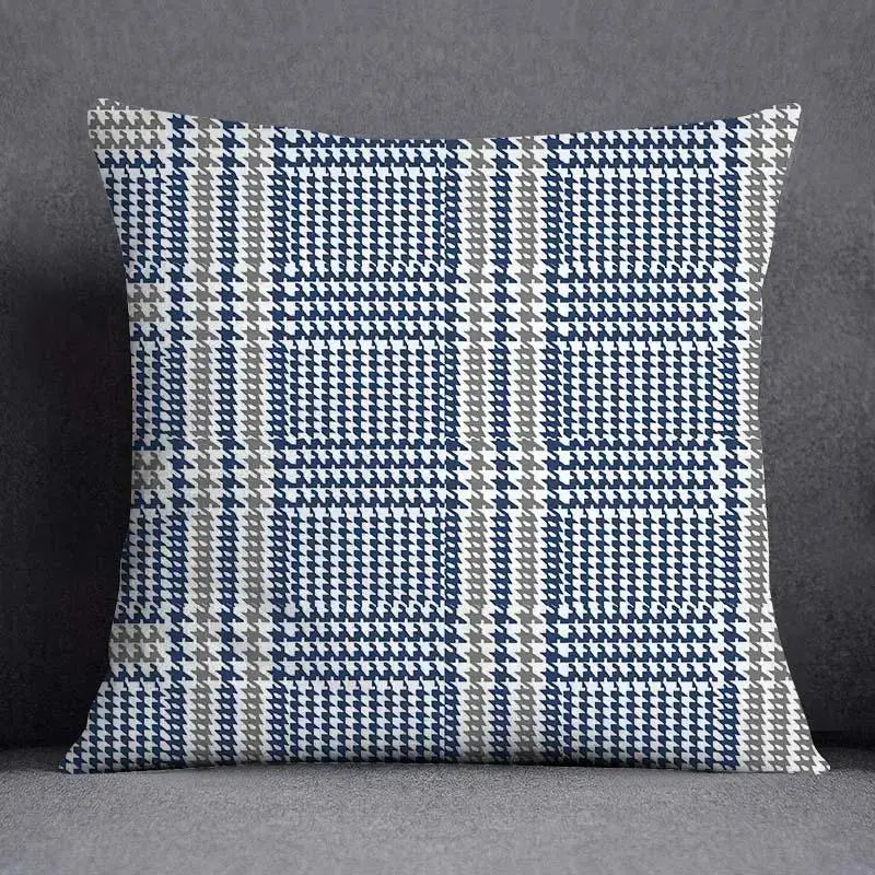 Modern blue geometric floral design pillowcase living room cushion