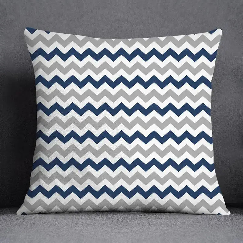 Modern blue geometric floral design pillowcase living room cushion