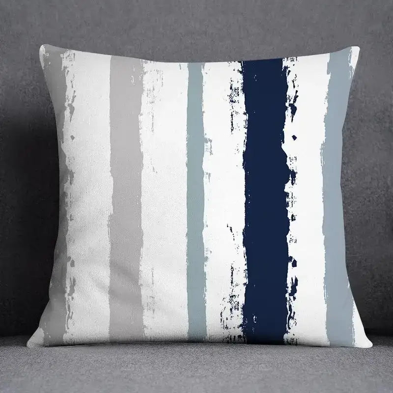 Modern blue geometric floral design pillowcase living room cushion