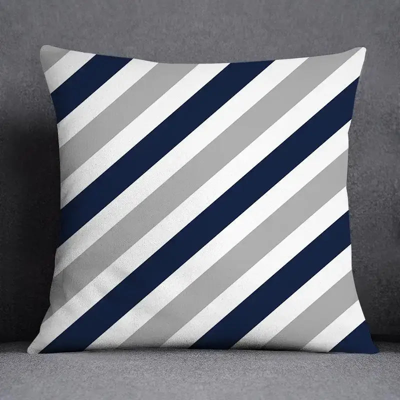 Modern blue geometric floral design pillowcase living room cushion
