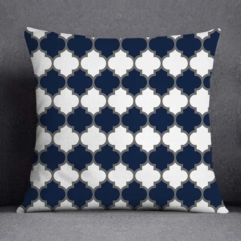 Modern blue geometric floral design pillowcase living room cushion