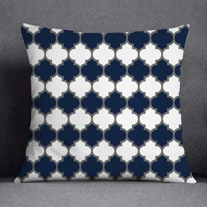 Modern blue geometric floral design pillowcase living room cushion