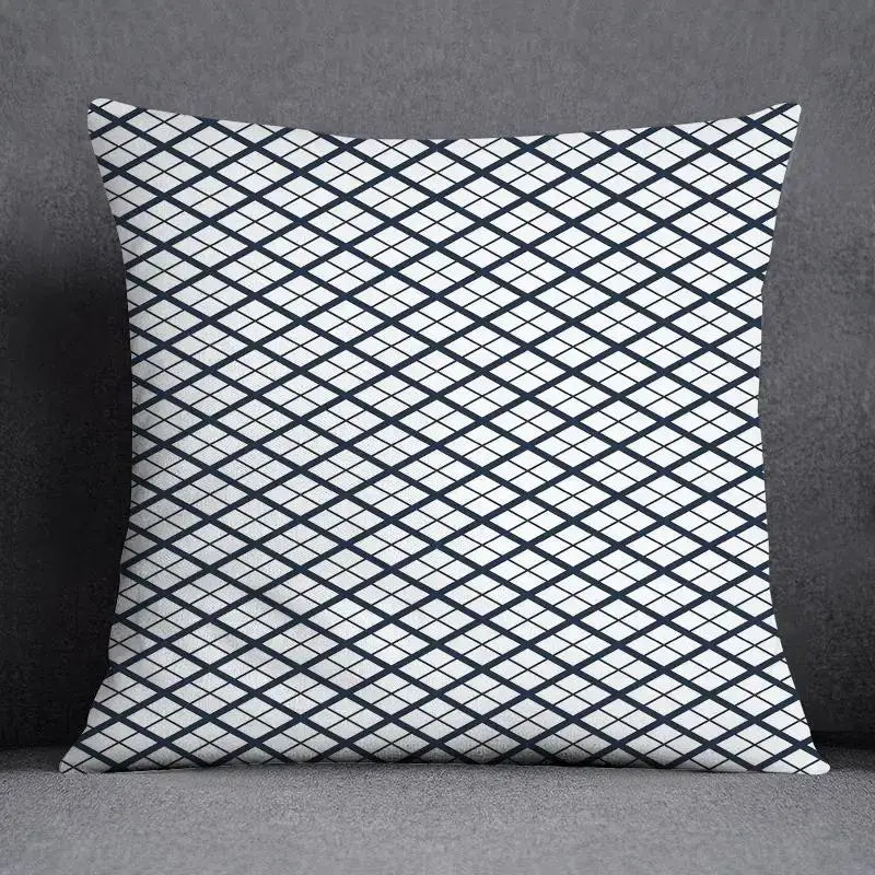 Modern blue geometric floral design pillowcase living room cushion