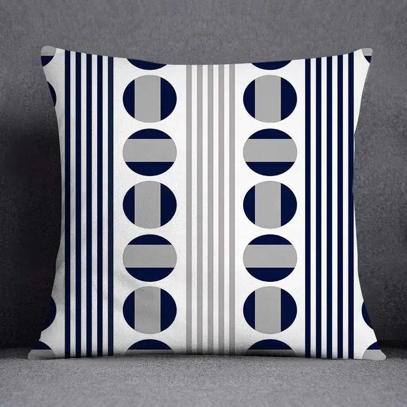 Modern blue geometric floral design pillowcase living room cushion
