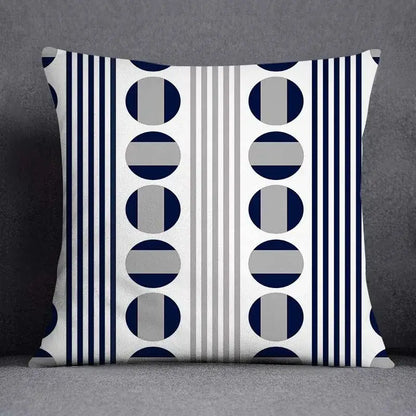 Modern blue geometric floral design pillowcase living room cushion