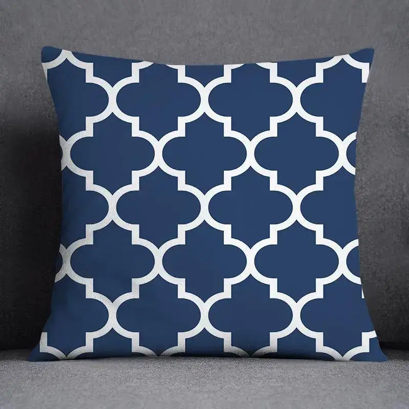 Modern blue geometric floral design pillowcase living room cushion