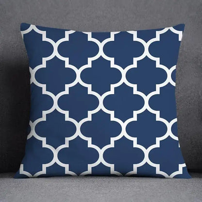 Modern blue geometric floral design pillowcase living room cushion
