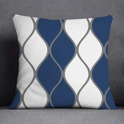 Modern blue geometric floral design pillowcase living room cushion