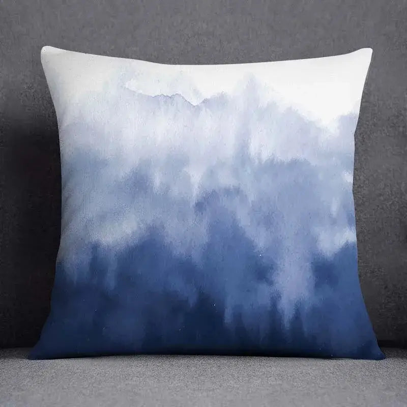 Modern blue geometric floral design pillowcase living room cushion