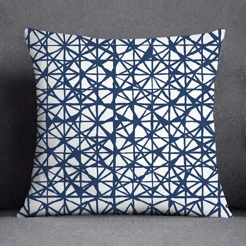 Modern blue geometric floral design pillowcase living room cushion