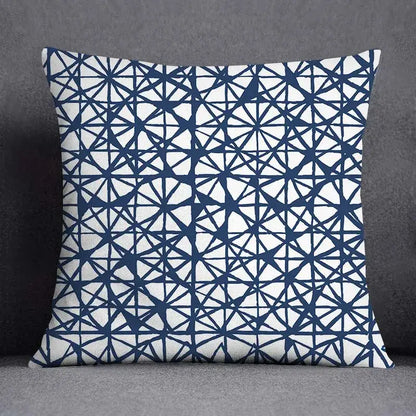 Modern blue geometric floral design pillowcase living room cushion