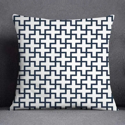 Modern blue geometric floral design pillowcase living room cushion
