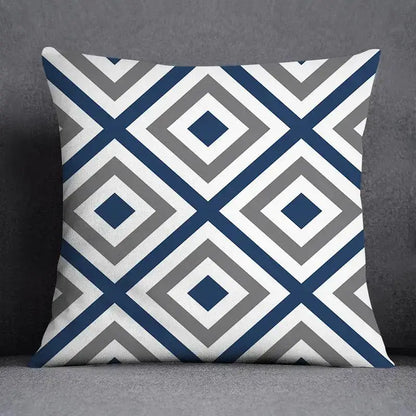 Modern blue geometric floral design pillowcase living room cushion