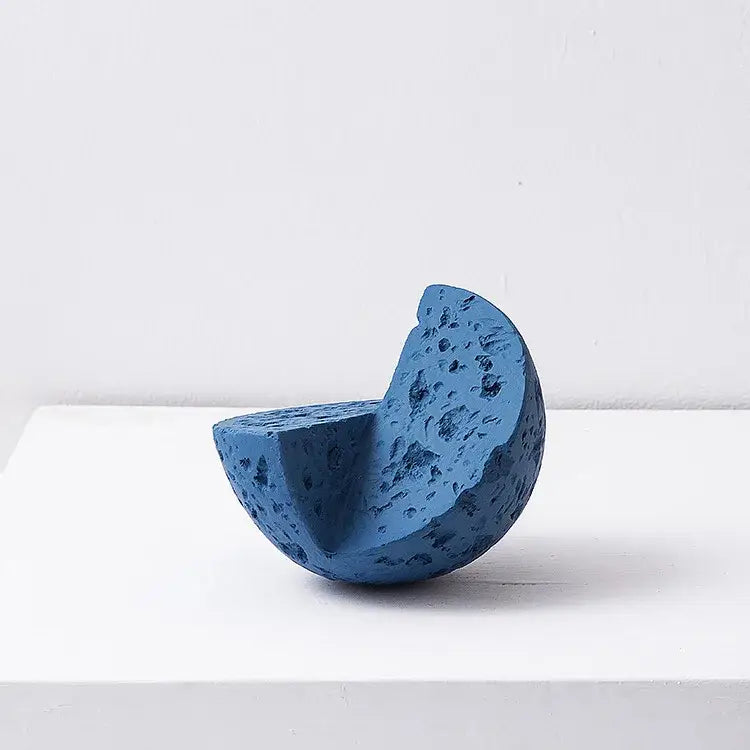 Modern blue geometric square sculpture stack living room decor