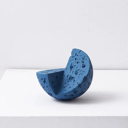 Modern blue geometric square sculpture stack living room decor