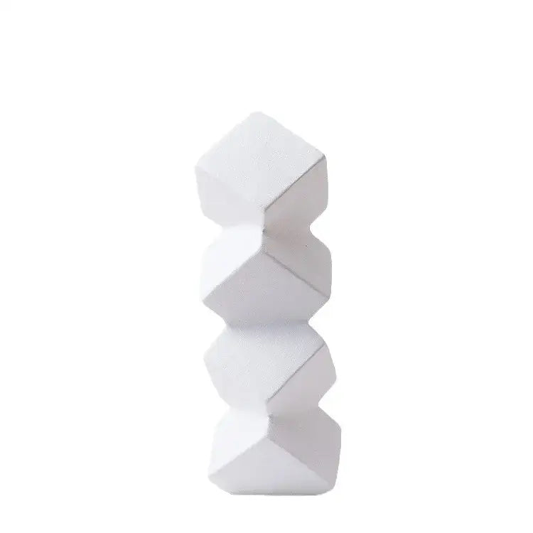 Modern blue geometric square sculpture stack living room decor