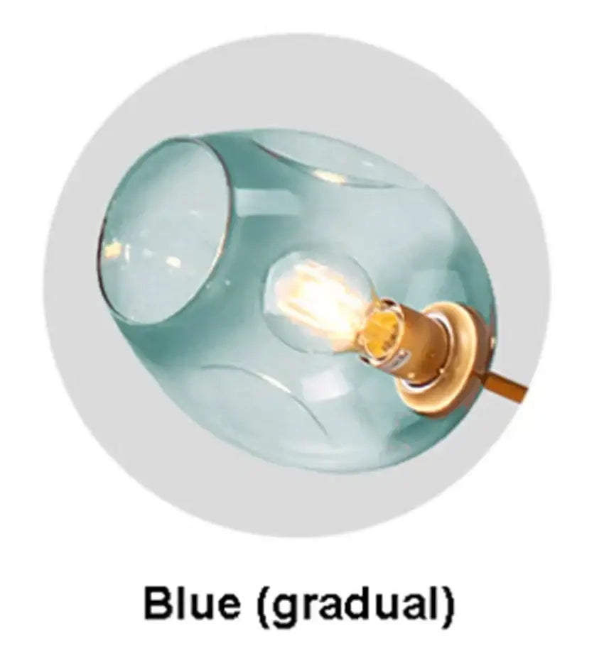 Modern blue glass black gold pendant light living room chandelier
