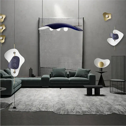 Modern blue glass bubble chandelier dining room pendant light