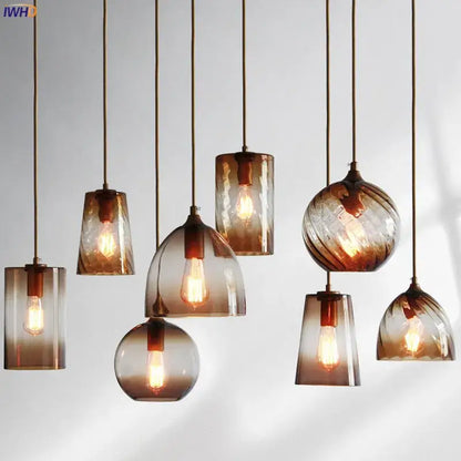 Modern blue glass led pendant lamp set dining room lighting