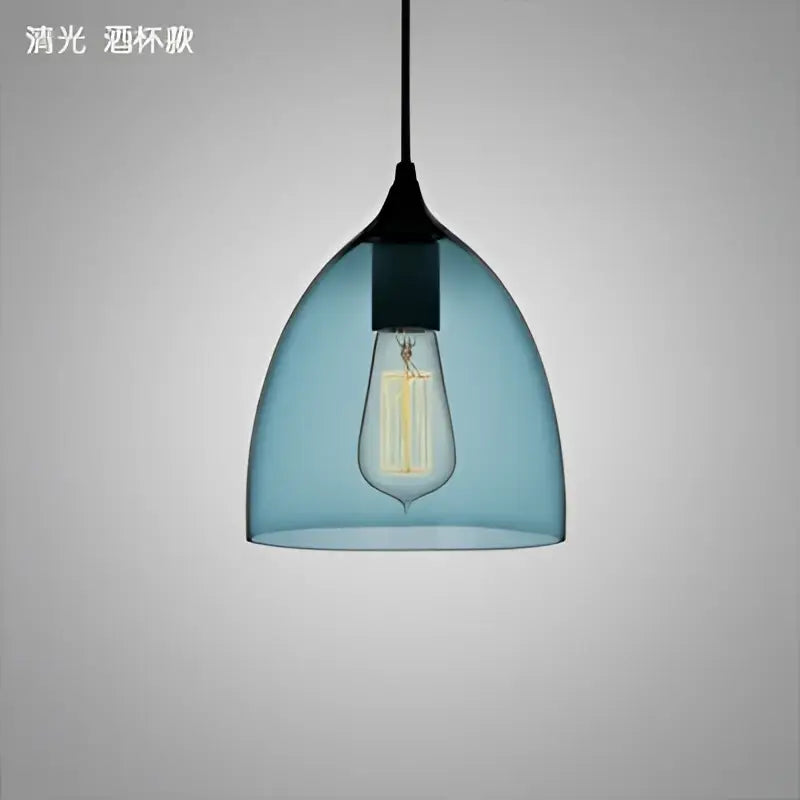 Modern blue glass led pendant lamp set dining room lighting