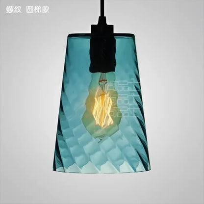 Modern blue glass led pendant lamp set dining room lighting