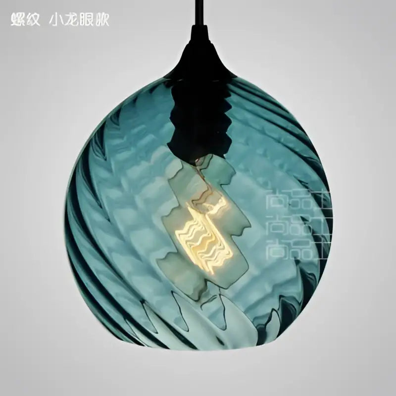 Modern blue glass led pendant lamp set dining room lighting