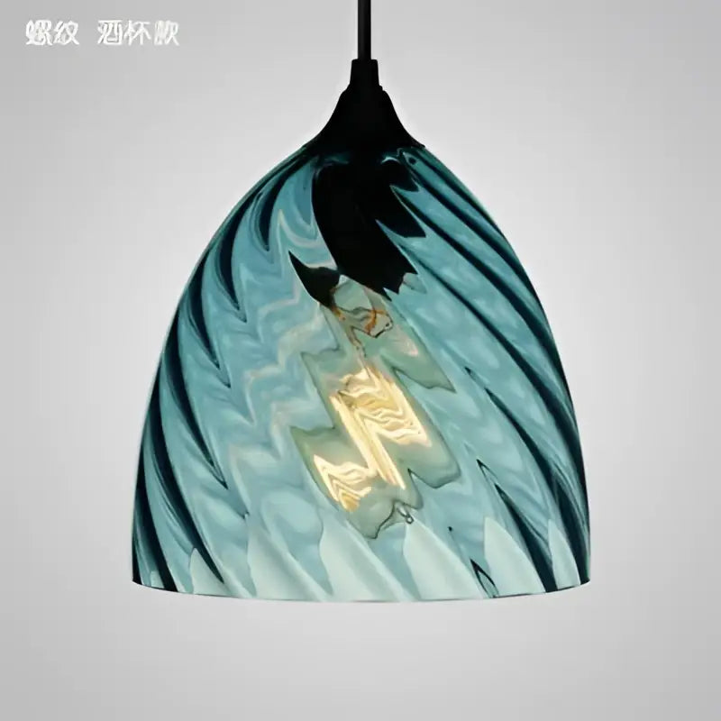 Modern blue glass led pendant lamp set dining room lighting