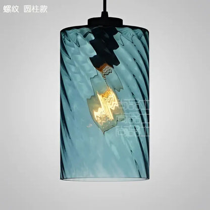 Modern blue glass led pendant lamp set dining room lighting