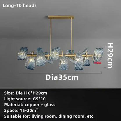 Modern blue glass led pendant lamps bedroom chandelier lighting