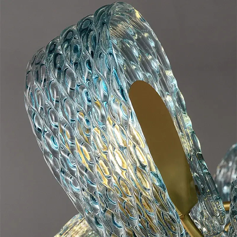 Modern blue glass led pendant lamps for dining room gold accents