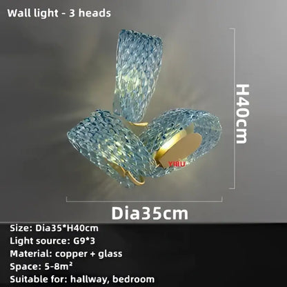 Modern blue glass led pendant lamps for dining room gold accents