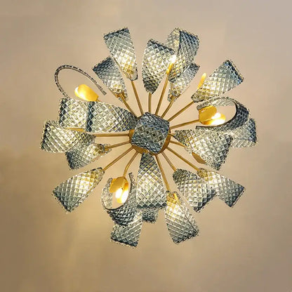 Modern blue glass led pendant lamps for dining room gold accents