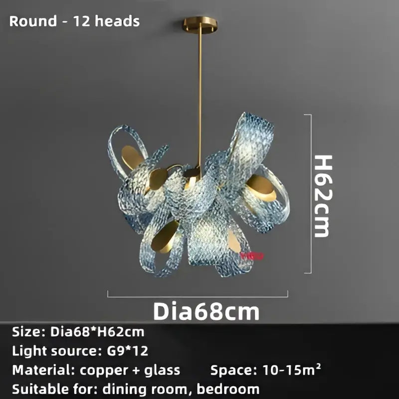 Modern blue glass led pendant lamps for dining room gold accents