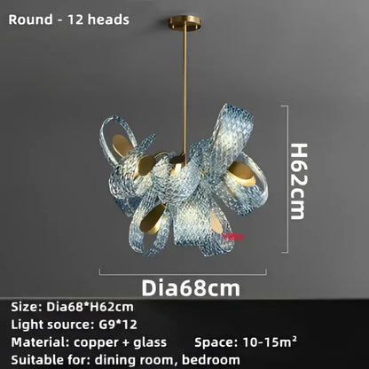 Modern blue glass led pendant lamps for dining room gold accents