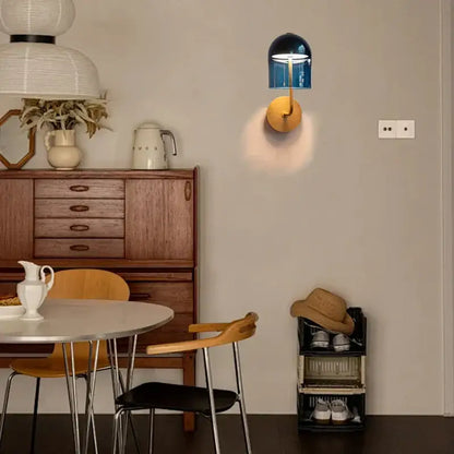 Modern blue glass wall lamp pair bedroom brass sconces