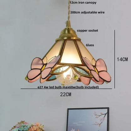 Modern blue & gold butterfly glass led pendant light kitchen fixture
