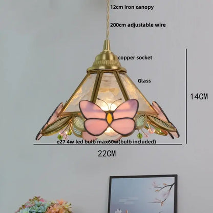 Modern blue & gold butterfly glass led pendant light kitchen fixture