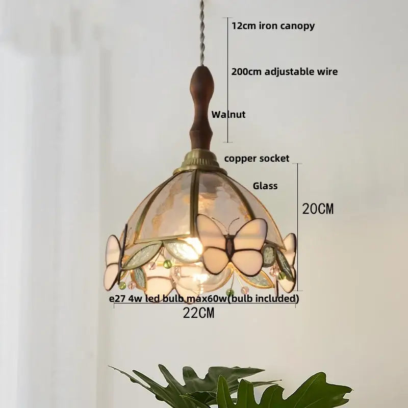 Modern blue & gold butterfly glass led pendant light kitchen fixture