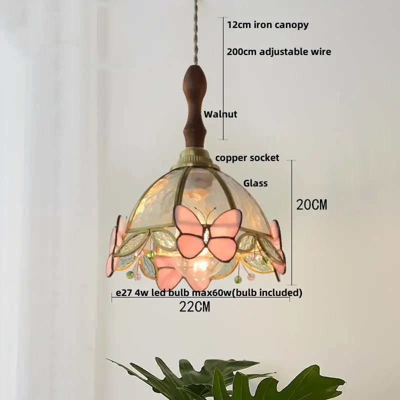Modern blue & gold butterfly glass led pendant light kitchen fixture