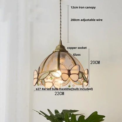 Modern blue & gold butterfly glass led pendant light kitchen fixture