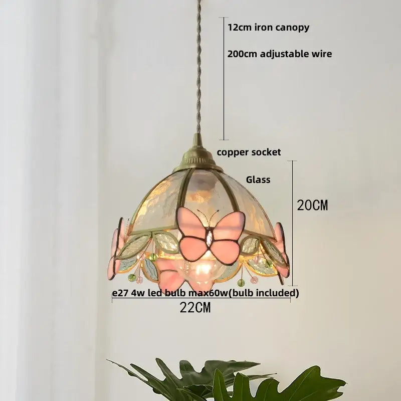 Modern blue & gold butterfly glass led pendant light kitchen fixture