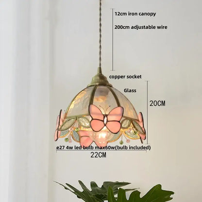 Modern blue & gold butterfly glass led pendant light kitchen fixture