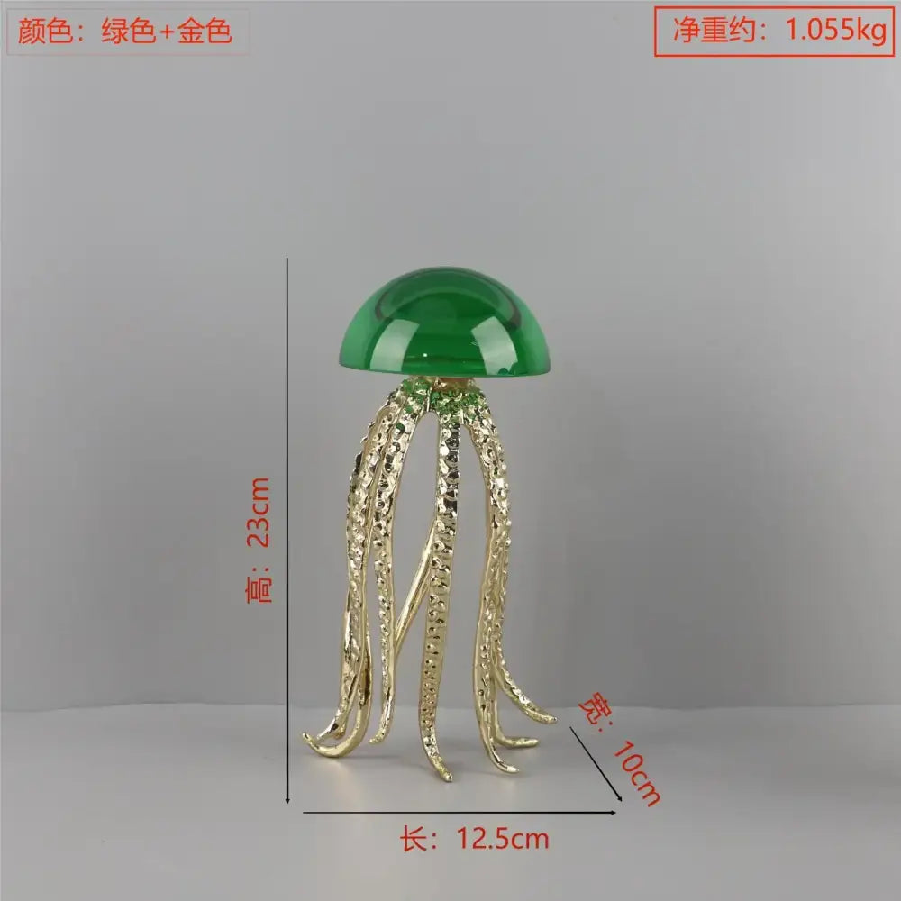 Modern blue & green crystal jellyfish sculpture living room decor