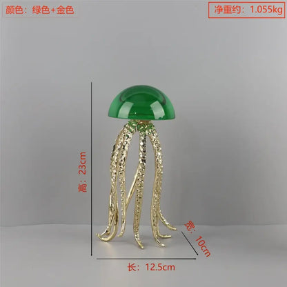 Modern blue & green crystal jellyfish sculpture living room decor
