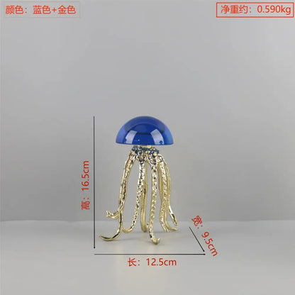 Modern blue & green crystal jellyfish sculpture living room decor