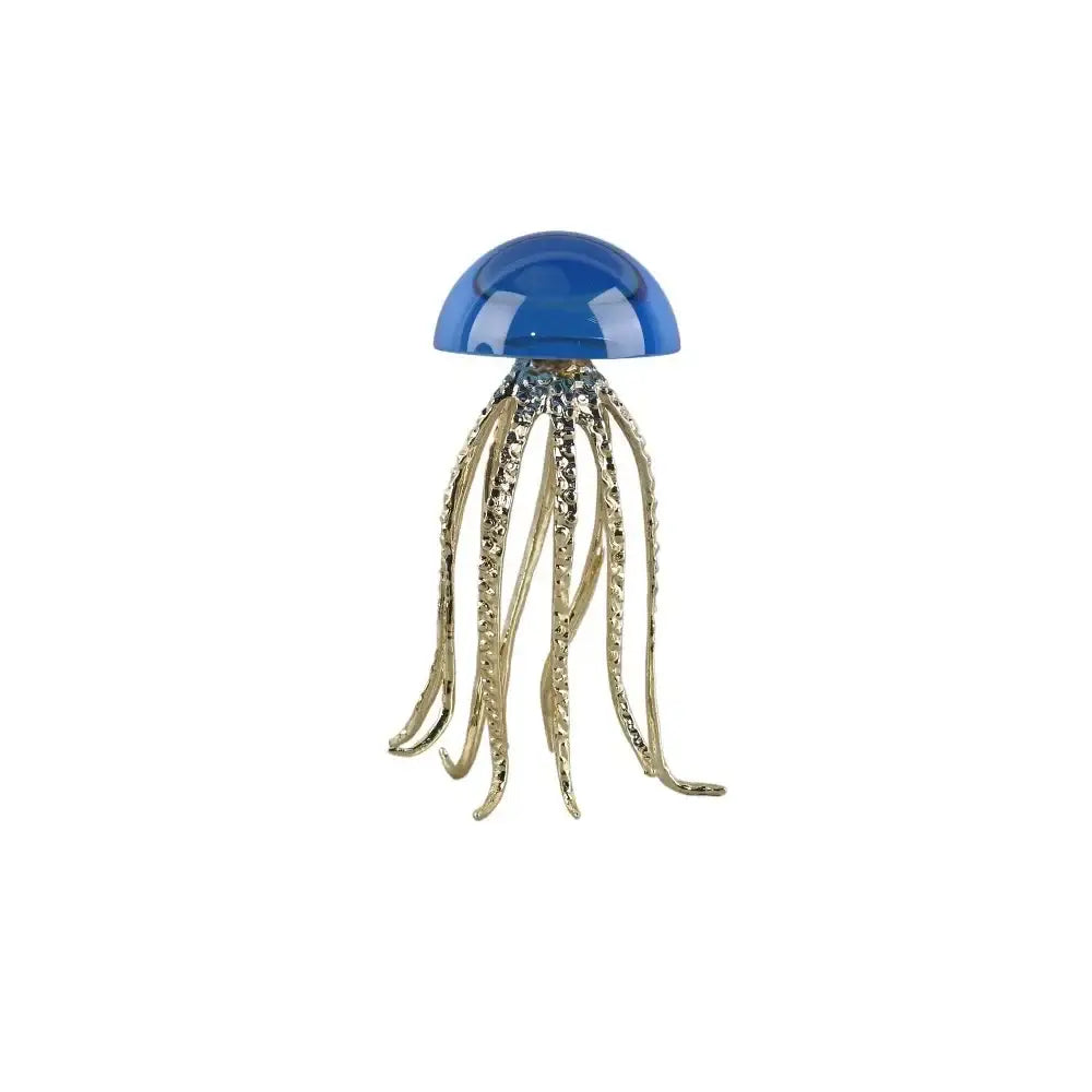 Modern blue & green crystal jellyfish sculpture living room decor