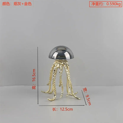 Modern blue & green crystal jellyfish sculpture living room decor
