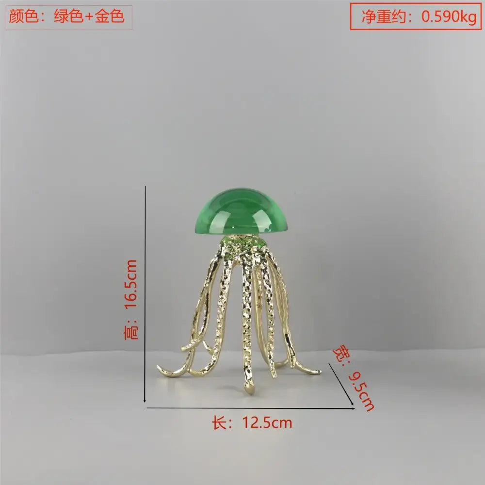 Modern blue & green crystal jellyfish sculpture living room decor